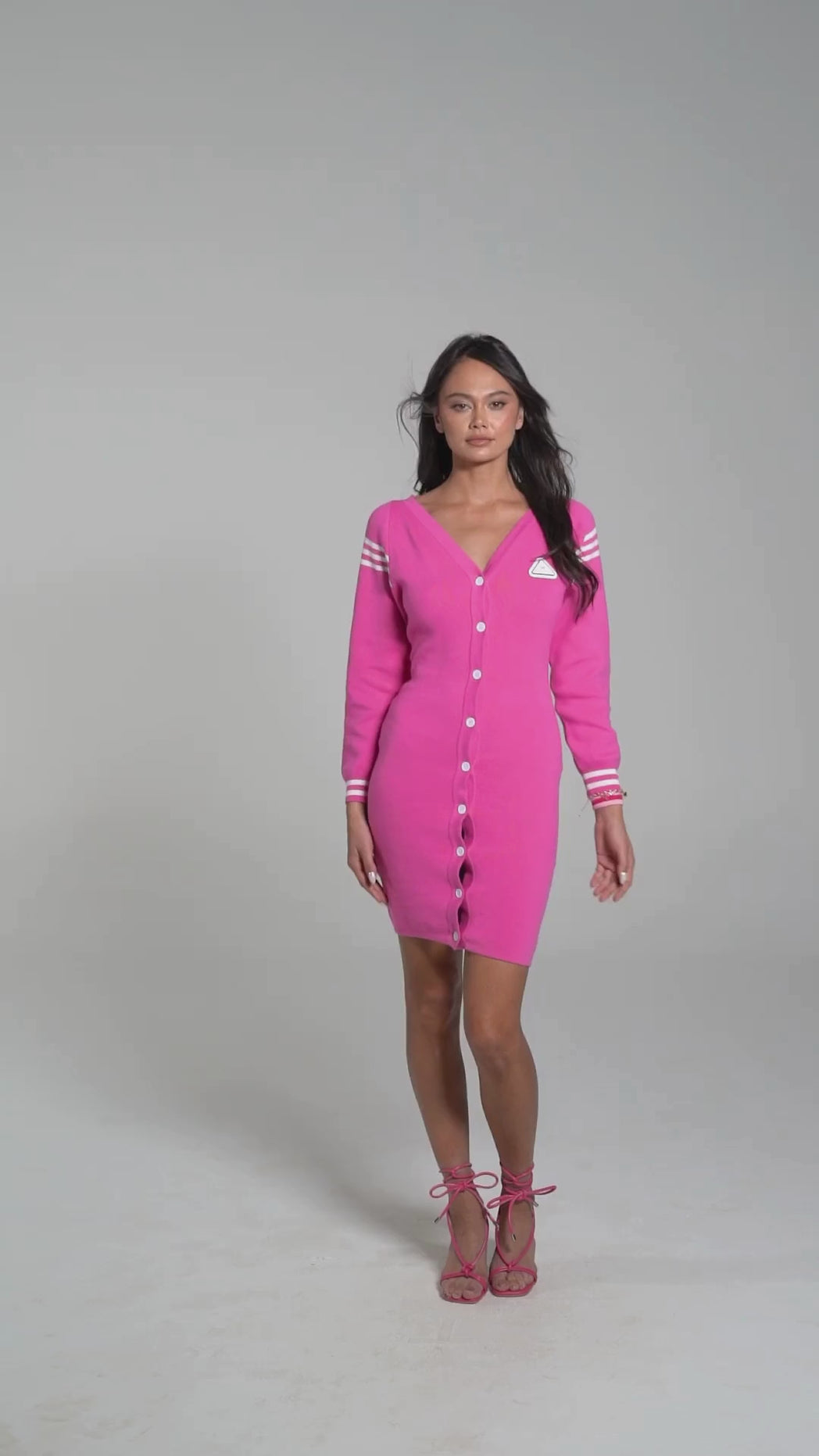 Pink Knit Sweater Dress in Rosé Dominance - Front View 