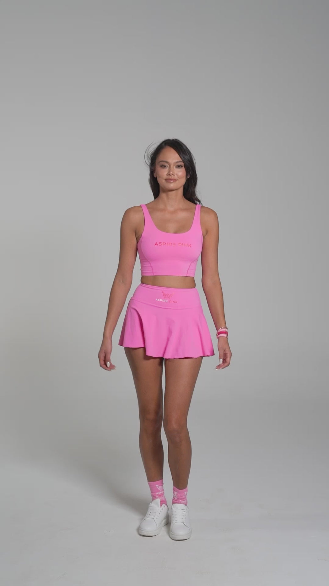 Pink Peony Tennis Bra Outfit - Stylish and Functional Tennis Apparel - Front View 