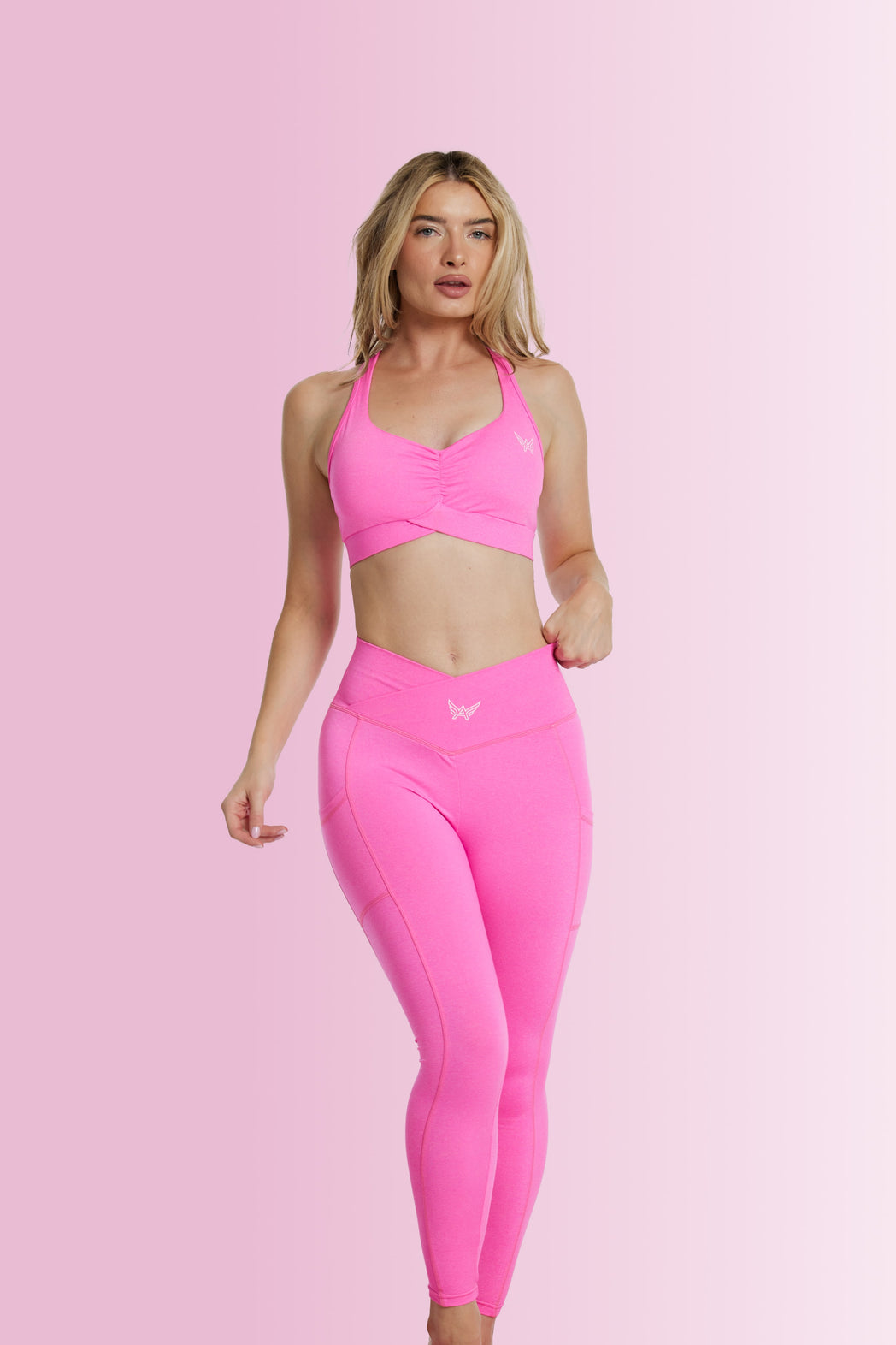 Luxe Blush Leggings with Pocket in pink color - Front View 